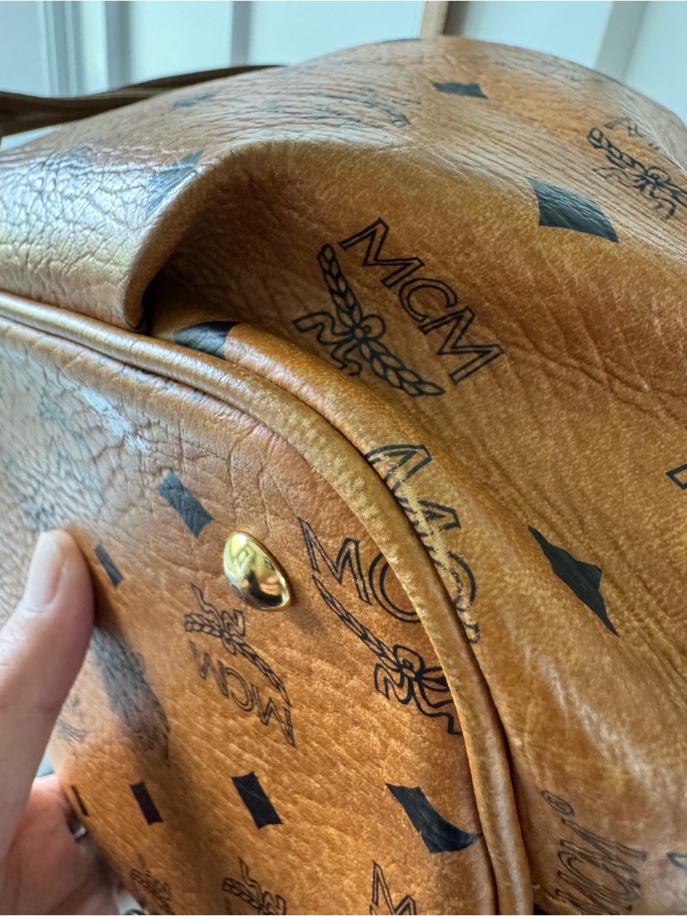 MCM Cognac Visetos Logo Drawstring Shoulder Bag - Picture 3 of 16